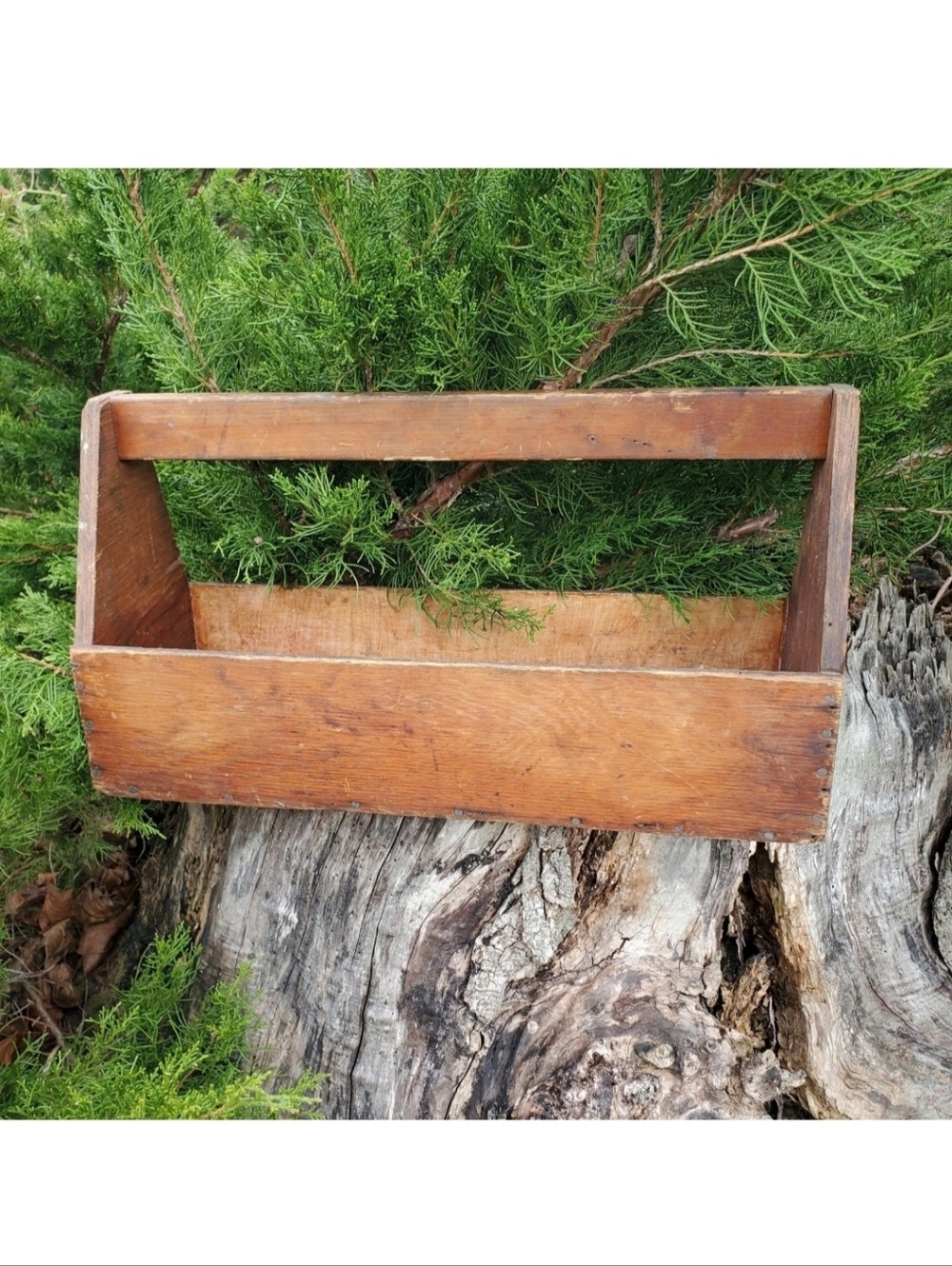 Vtg Primitive Wood Carpenter Tool Box/Rustic Cottage Garden Plant Flower Display